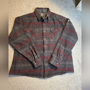 Men's Gray and Red Plaid Shirt